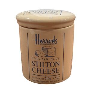 Harrods Knightsbridge English Blue Stilton Cheese Ceramic Crock Jar with Lid